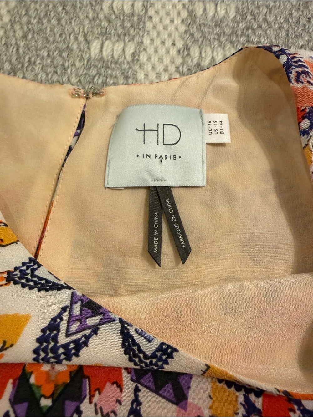 Anthropologie Silk Bohemian Geometric Midi Dress HD in Paris Size 12 - Picture 14 of 16